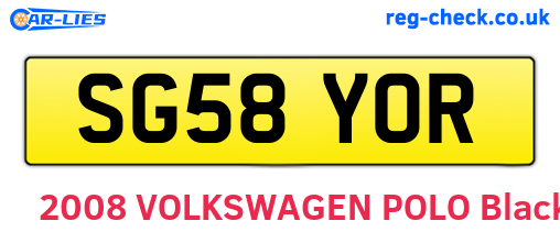 SG58YOR are the vehicle registration plates.