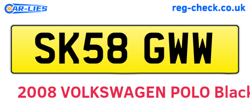 SK58GWW are the vehicle registration plates.