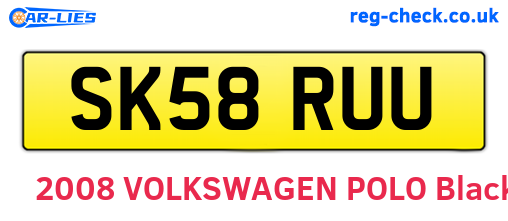 SK58RUU are the vehicle registration plates.