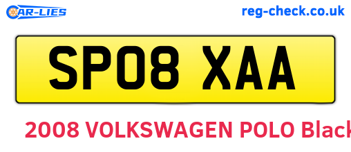 SP08XAA are the vehicle registration plates.