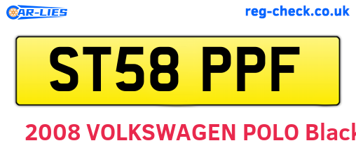 ST58PPF are the vehicle registration plates.