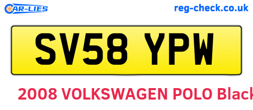 SV58YPW are the vehicle registration plates.