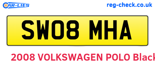 SW08MHA are the vehicle registration plates.
