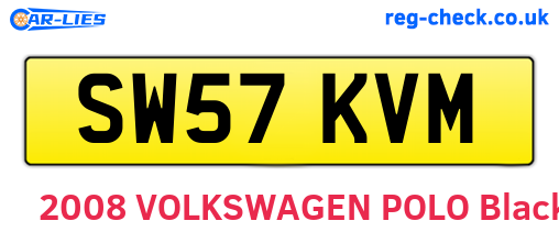 SW57KVM are the vehicle registration plates.