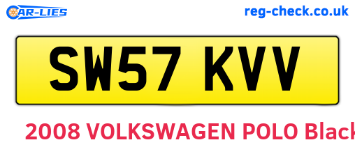 SW57KVV are the vehicle registration plates.