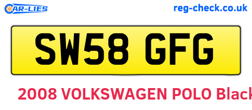 SW58GFG are the vehicle registration plates.