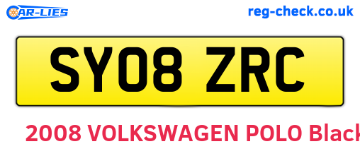 SY08ZRC are the vehicle registration plates.