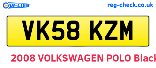 VK58KZM are the vehicle registration plates.