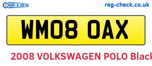WM08OAX are the vehicle registration plates.
