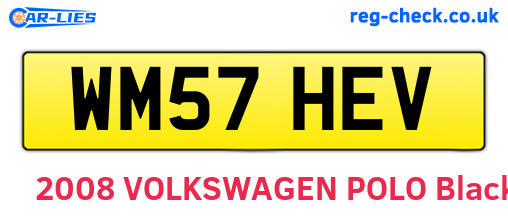 WM57HEV are the vehicle registration plates.