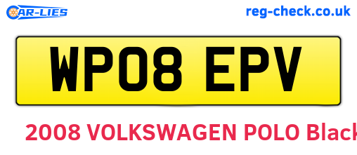 WP08EPV are the vehicle registration plates.