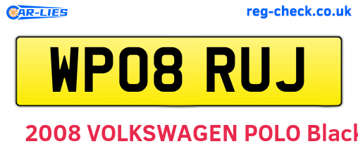WP08RUJ are the vehicle registration plates.