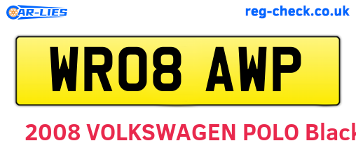 WR08AWP are the vehicle registration plates.