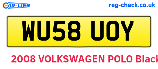 WU58UOY are the vehicle registration plates.