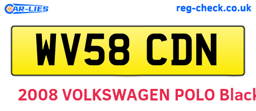 WV58CDN are the vehicle registration plates.