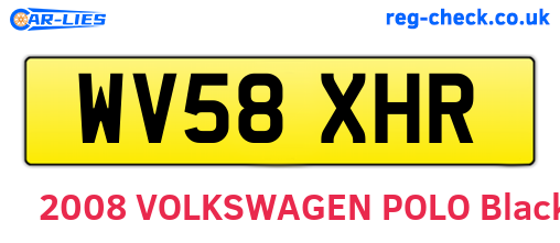 WV58XHR are the vehicle registration plates.