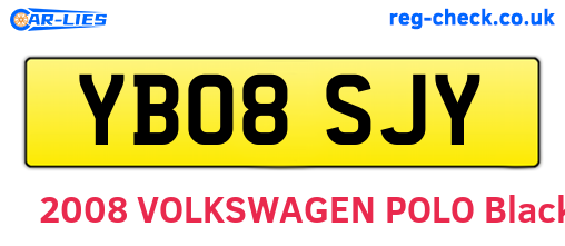 YB08SJY are the vehicle registration plates.