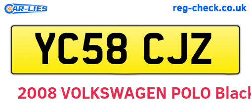 YC58CJZ are the vehicle registration plates.