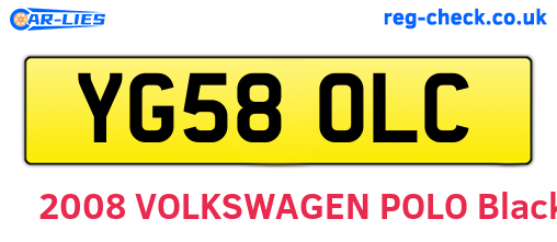 YG58OLC are the vehicle registration plates.