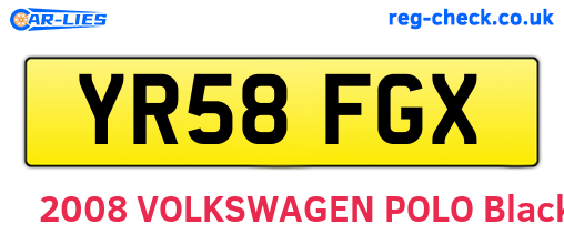YR58FGX are the vehicle registration plates.