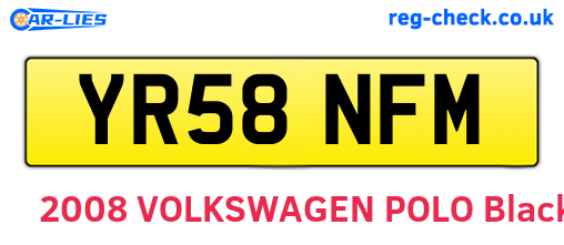 YR58NFM are the vehicle registration plates.