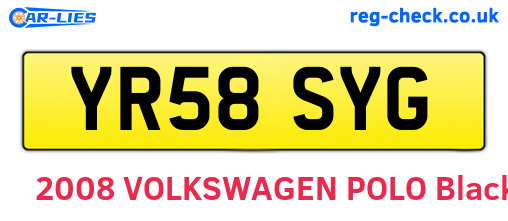 YR58SYG are the vehicle registration plates.