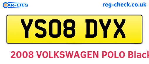 YS08DYX are the vehicle registration plates.