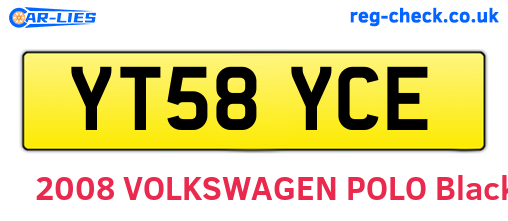 YT58YCE are the vehicle registration plates.
