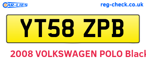 YT58ZPB are the vehicle registration plates.