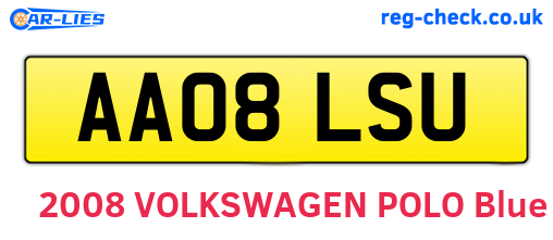 AA08LSU are the vehicle registration plates.