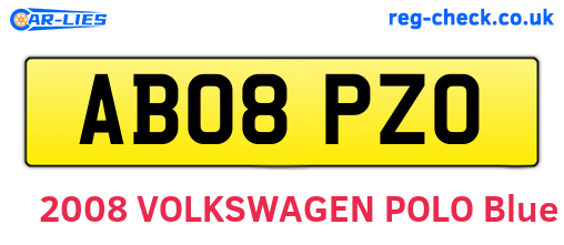 AB08PZO are the vehicle registration plates.