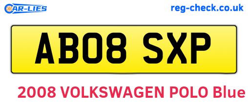 AB08SXP are the vehicle registration plates.