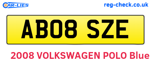 AB08SZE are the vehicle registration plates.