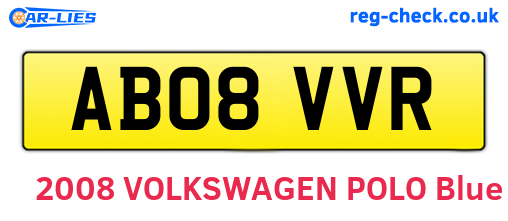 AB08VVR are the vehicle registration plates.