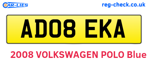 AD08EKA are the vehicle registration plates.