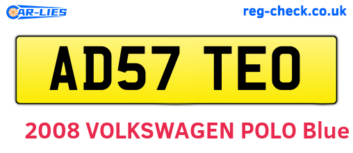 AD57TEO are the vehicle registration plates.
