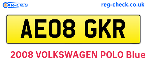 AE08GKR are the vehicle registration plates.
