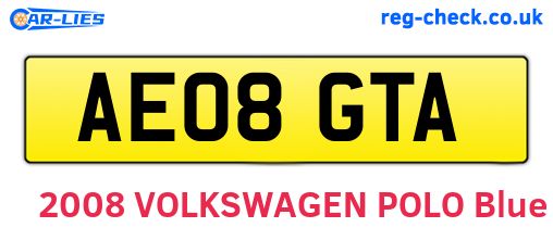 AE08GTA are the vehicle registration plates.