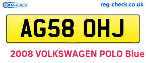 AG58OHJ are the vehicle registration plates.