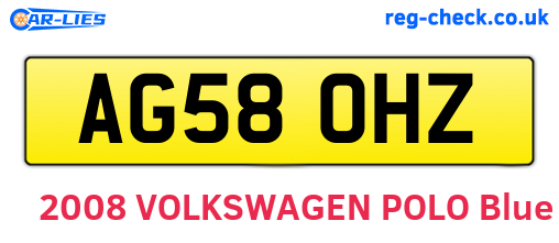 AG58OHZ are the vehicle registration plates.