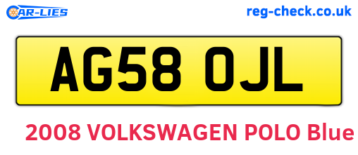 AG58OJL are the vehicle registration plates.