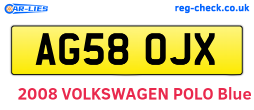 AG58OJX are the vehicle registration plates.