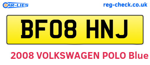 BF08HNJ are the vehicle registration plates.