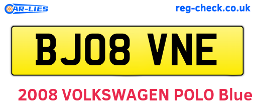 BJ08VNE are the vehicle registration plates.