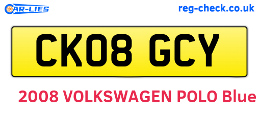 CK08GCY are the vehicle registration plates.