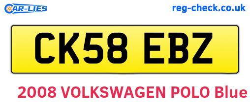 CK58EBZ are the vehicle registration plates.
