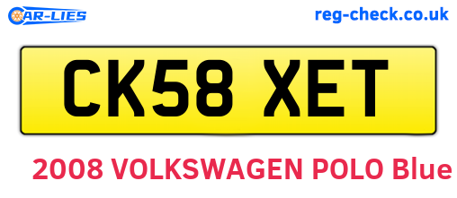 CK58XET are the vehicle registration plates.