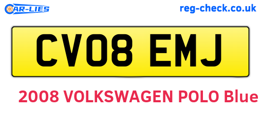 CV08EMJ are the vehicle registration plates.