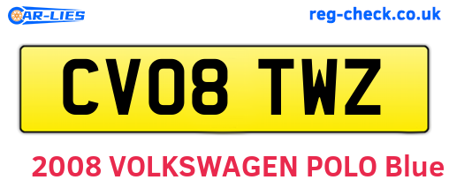 CV08TWZ are the vehicle registration plates.