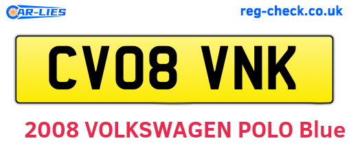 CV08VNK are the vehicle registration plates.